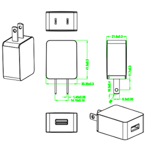 5W 5V 1A US EU CN Plug USB Wall Charger US Plug