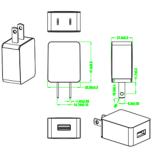 10W 5V 2A US EU CN Plug USB Wall Charger