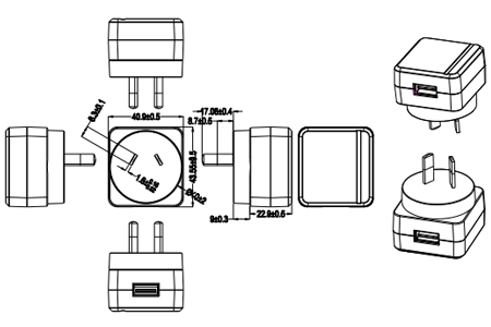 AU plug with USB port