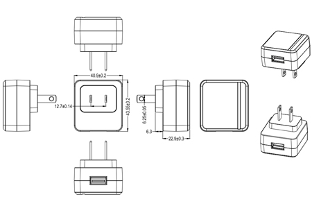 Japan plug with USB port
