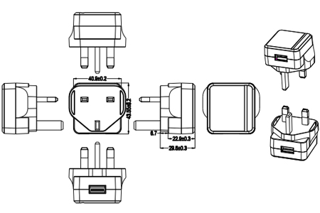 UK plug with USB port