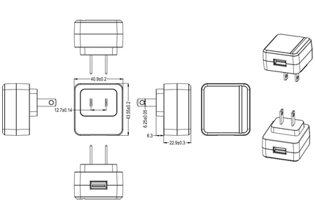US plug with USB port